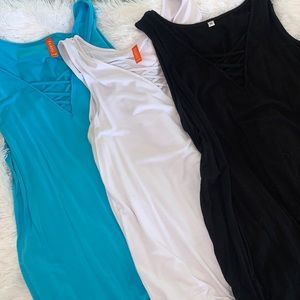 Cross front tank tops